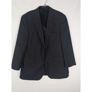 VTG Chaps Ralph Lauren Blazer Mens 46R Gray Pinstriped Single Breasted Business